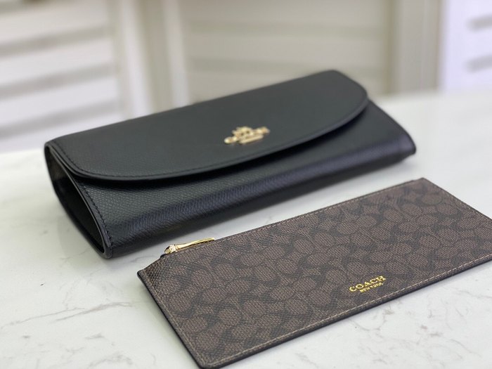 Clutch bag Coach multi card envelope wallet with coin pouch Black Size 20x10x4cm