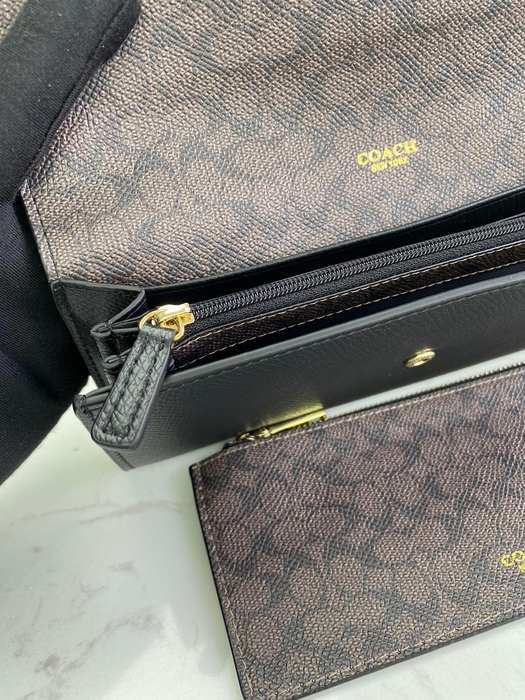 Clutch bag Coach multi card envelope wallet with coin pouch Black Size 20x10x4cm
