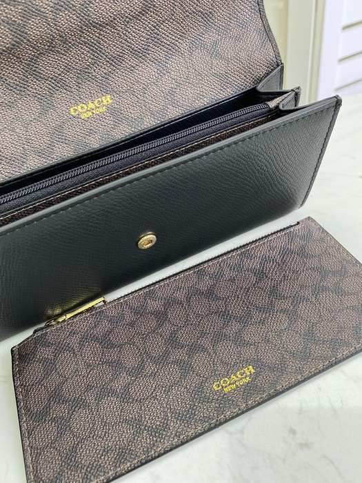 Clutch bag Coach multi card envelope wallet with coin pouch Black Size 20x10x4cm