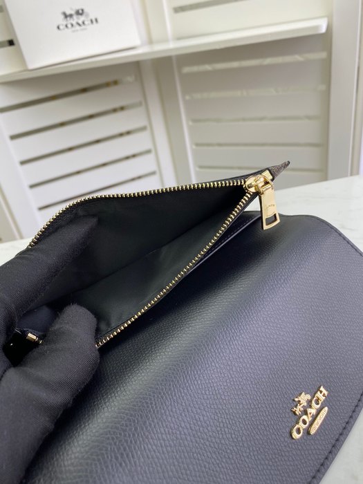Clutch bag Coach multi card envelope wallet with coin pouch Black Size 20x10x4cm