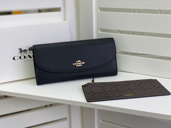 Clutch bag Coach multi card envelope wallet with coin pouch Black Size 20x10x4cm