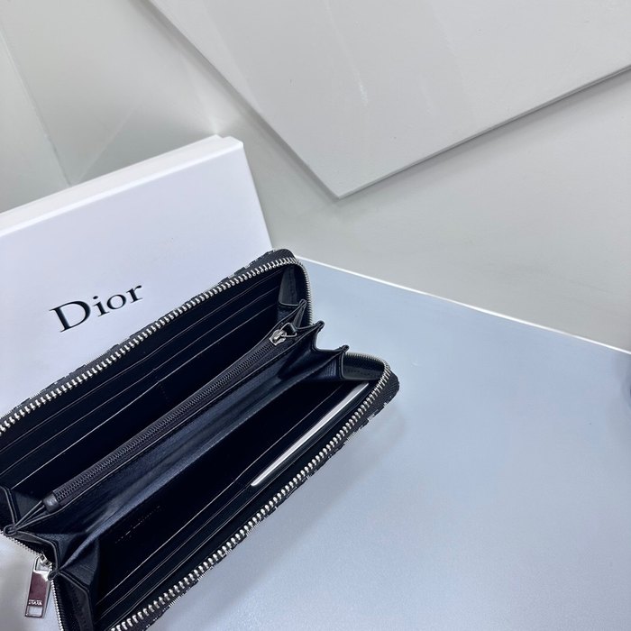 Clutch bag Dior zip around long wallet Navy Size 19x10cm
