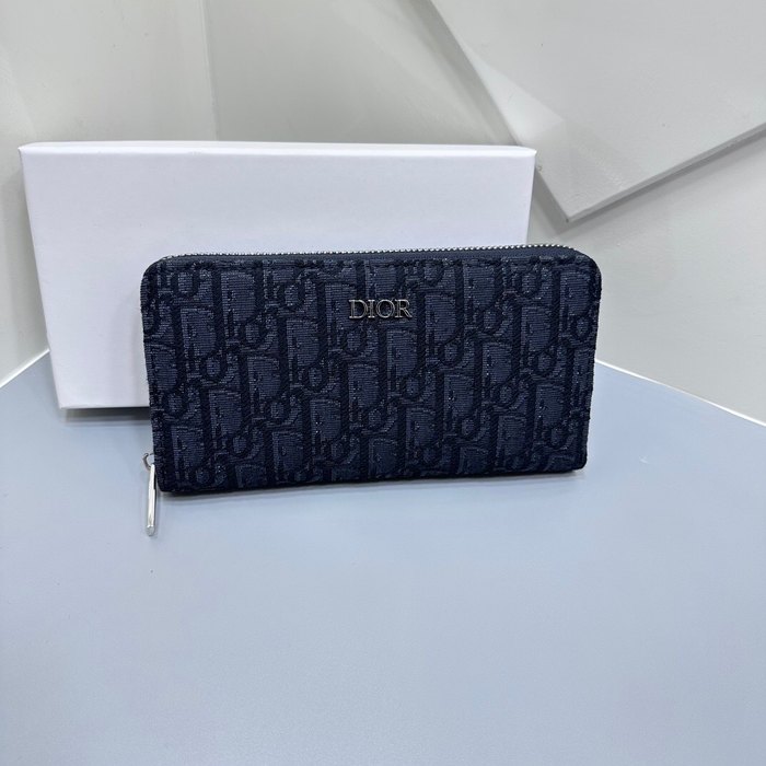 Clutch bag Dior zip around long wallet Navy Size 19x10cm