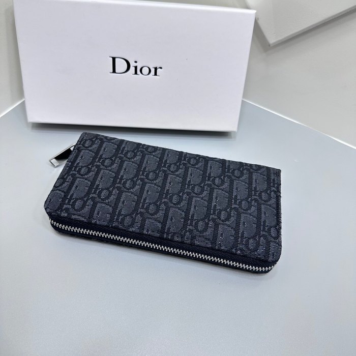 Clutch bag Dior zip around long wallet Navy Size 19x10cm