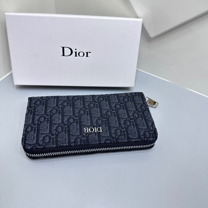 Clutch bag Dior zip around long wallet Navy Size 19x10cm