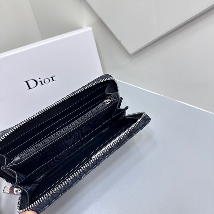 Clutch bag Dior zip around long wallet Navy Size 19x10cm
