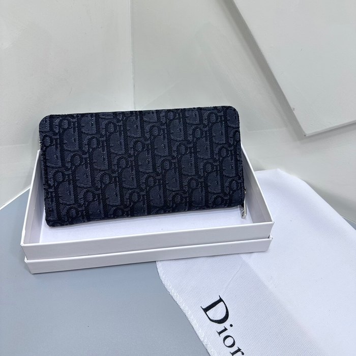 Clutch bag Dior zip around long wallet Navy Size 19x10cm