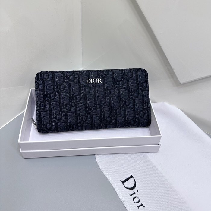 Clutch bag Dior zip around long wallet Navy Size 19x10cm