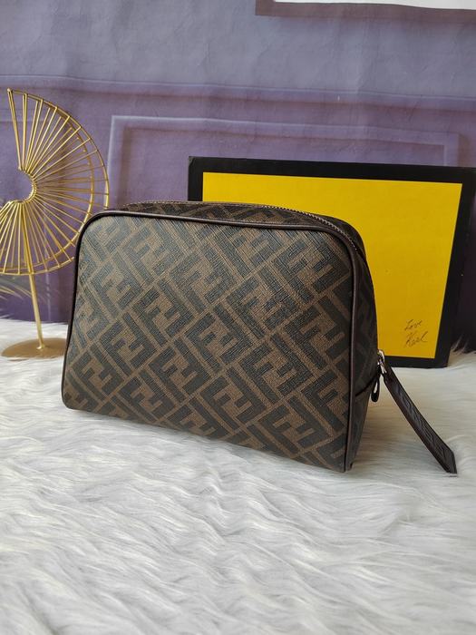 Clutch bag Fendi cosmetic pouch Brown Size 25x17x13cm