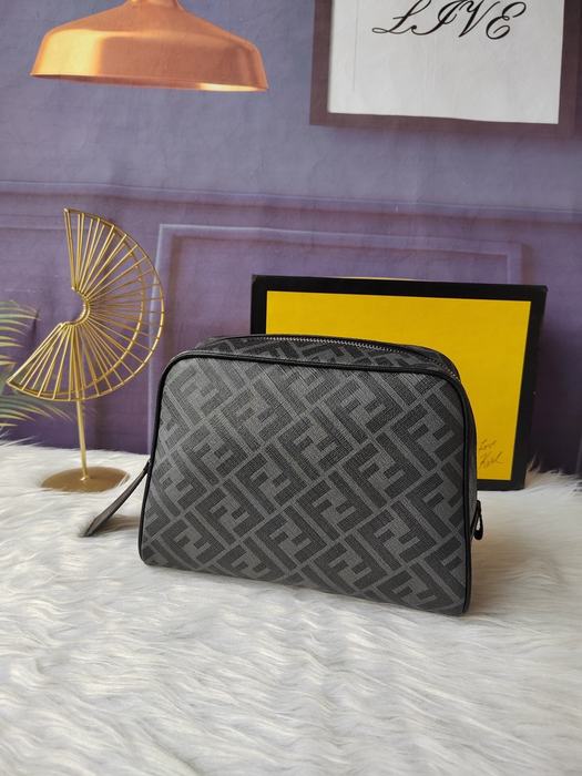 Clutch bag Fendi cosmetic pouch Grey Size 25x17x13cm
