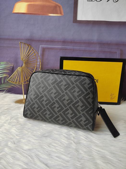 Clutch bag Fendi cosmetic pouch Grey Size 25x17x13cm