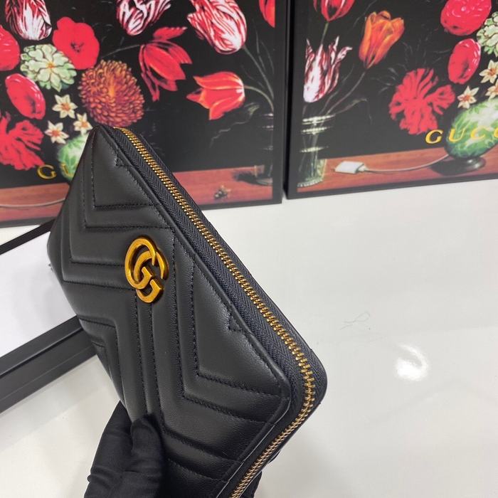 Clutch bag Gucci GG Marmont Chevron Zip Around Black Size 19x10cm