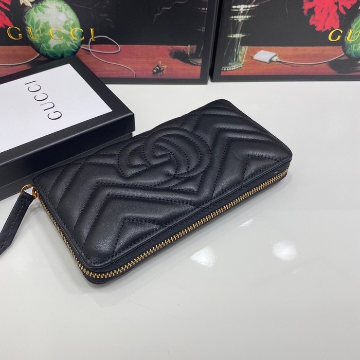 Clutch bag Gucci GG Marmont Chevron Zip Around Black Size 19x10cm