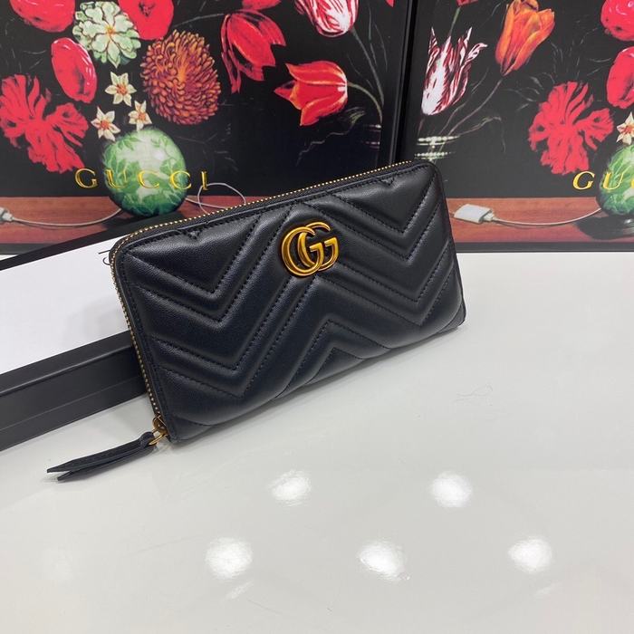 Clutch bag Gucci GG Marmont Chevron Zip Around Black Size 19x10cm