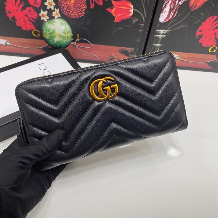 Clutch bag Gucci GG Marmont Chevron Zip Around Black Size 19x10cm