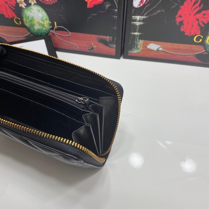 Clutch bag Gucci GG Marmont zip around Black Size 19x10cm 001