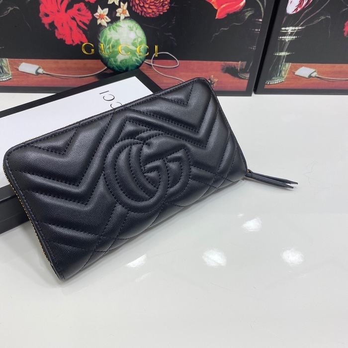 Clutch bag Gucci GG Marmont zip around Black Size 19x10cm 001