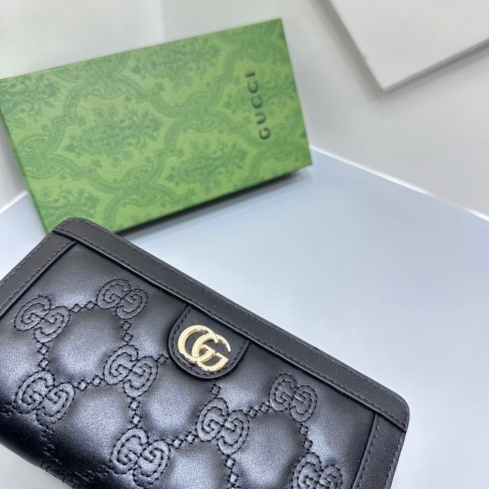 Clutch bag Gucci GG Marmont zip around Black Size 19x10cm