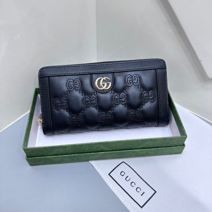 Clutch bag Gucci GG Marmont zip around Black Size 19x10cm