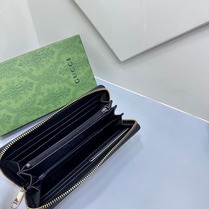 Clutch bag Gucci GG Marmont zip around Black Size 19x10cm