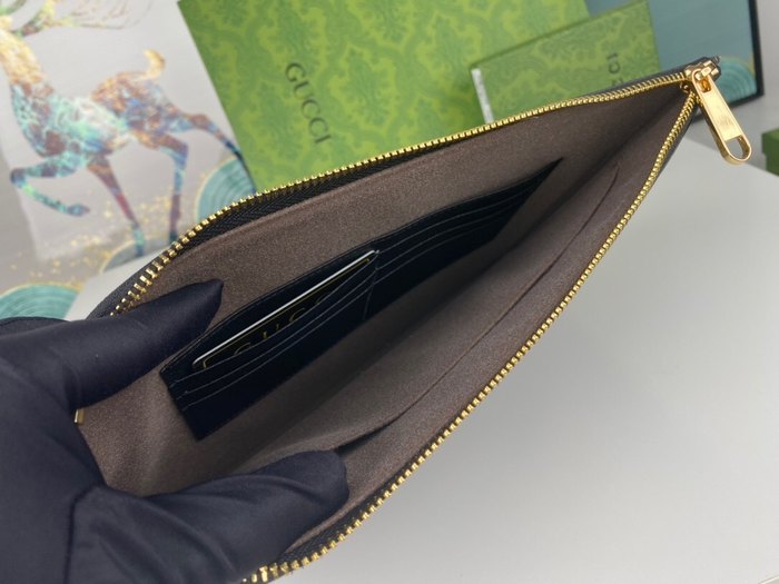 Clutch bag Gucci GG Supreme canvas leather clutch Black Size 30.5x21x1.5cm