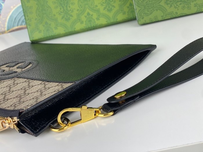 Clutch bag Gucci GG Supreme canvas leather clutch Black Size 30.5x21x1.5cm