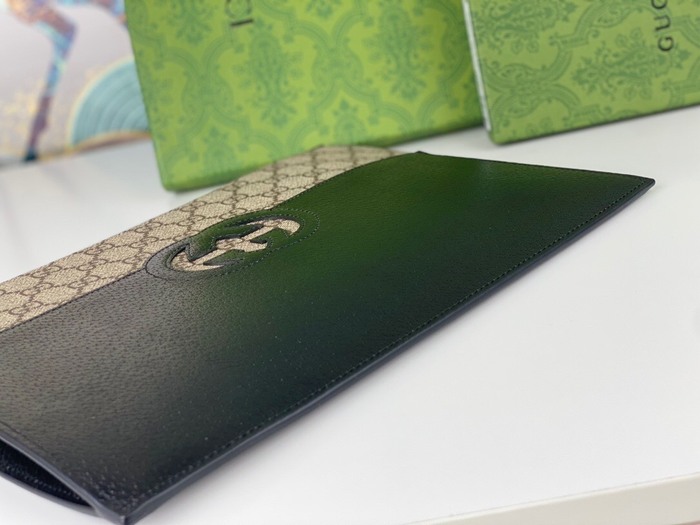 Clutch bag Gucci GG Supreme canvas leather clutch Black Size 30.5x21x1.5cm