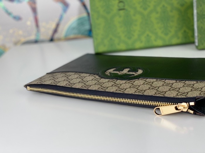 Clutch bag Gucci GG Supreme canvas leather clutch Black Size 30.5x21x1.5cm