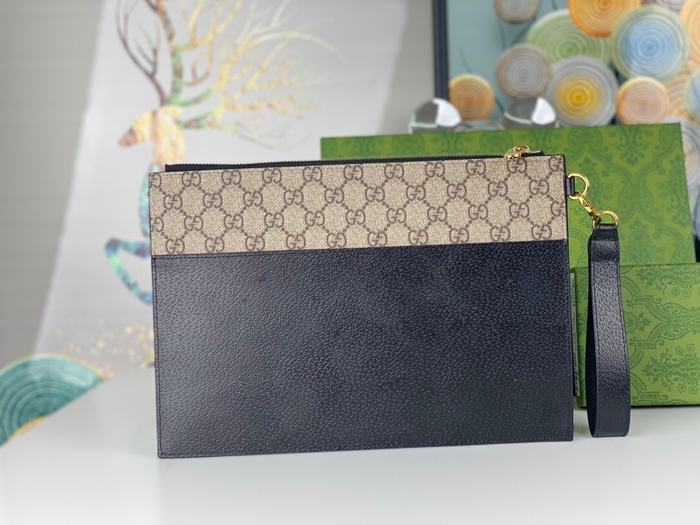 Clutch bag Gucci GG Supreme canvas leather clutch Black Size 30.5x21x1.5cm