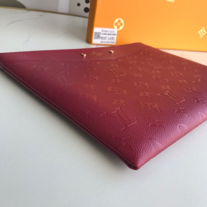 Clutch bag Louis Vuitton Monogram Empreinte Burgundy Size 29.5x21