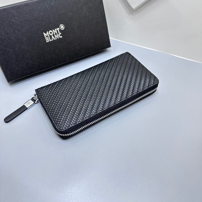 Clutch bag Montblanc woven leather zip around Black Size 19x10cm