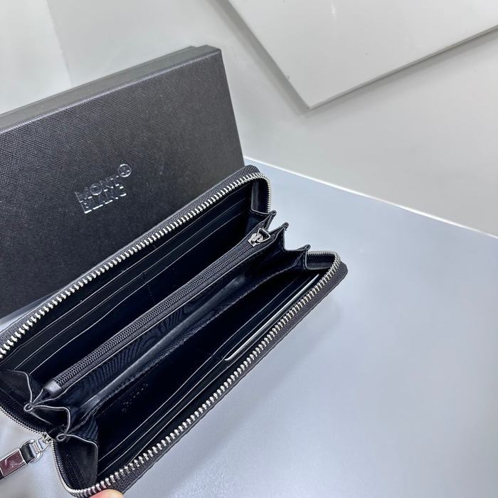 Clutch bag Montblanc woven leather zip around Black Size 19x10cm