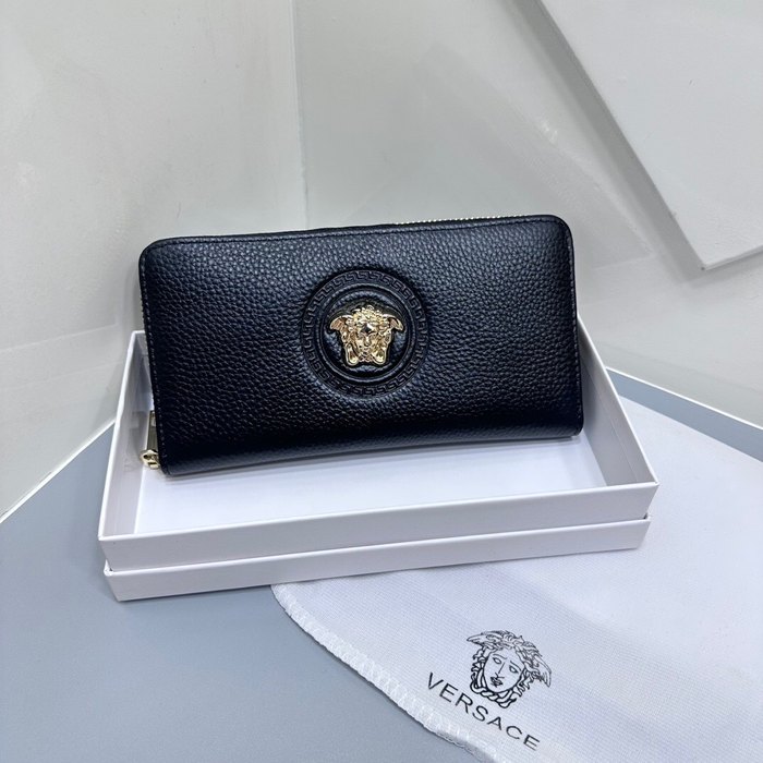 Clutch bag Versace zip around long wallet Black Size 19x10cm