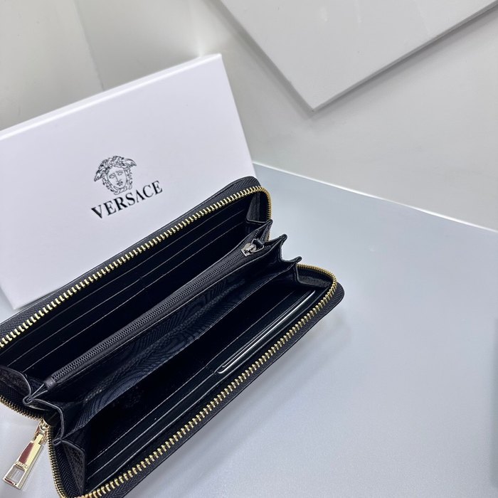 Clutch bag Versace zip around long wallet Black Size 19x10cm