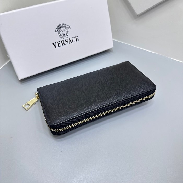 Clutch bag Versace zip around long wallet Black Size 19x10cm