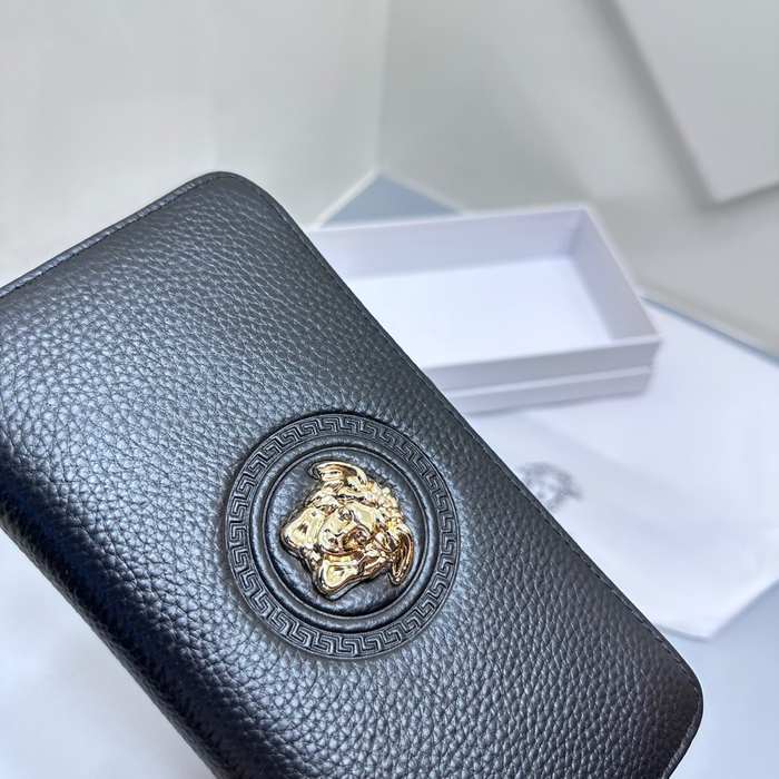 Clutch bag Versace zip around long wallet Black Size 19x10cm