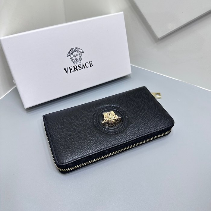 Clutch bag Versace zip around long wallet Black Size 19x10cm