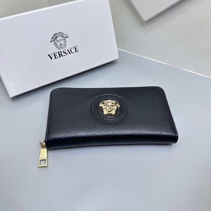 Clutch bag Versace zip around long wallet Black Size 19x10cm