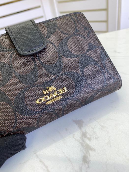 Men's wallet Coach long women's wallet Brown Size 13.5x9x3cm