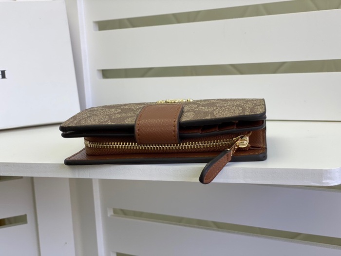 Men's wallet Coach medium zip around wallet Brown Size 13.5x9x3cm