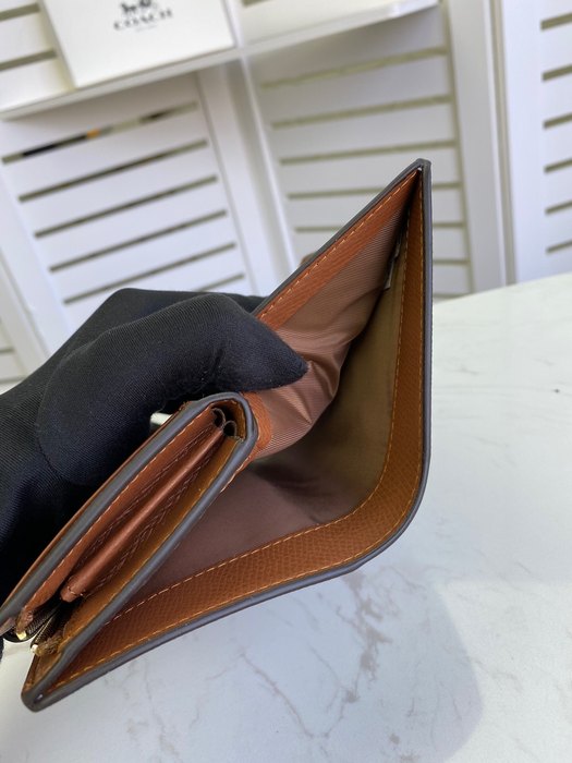 Men's wallet Coach medium zip around wallet Brown Size 13.5x9x3cm