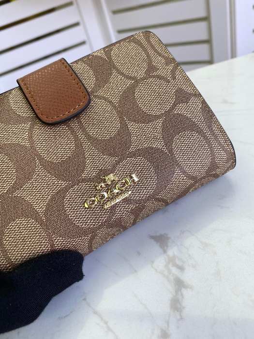 Men's wallet Coach medium zip around wallet Brown Size 13.5x9x3cm