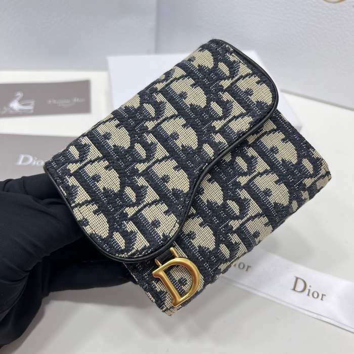 Men's wallet Dior Saddle pattern fabric wallet Beige