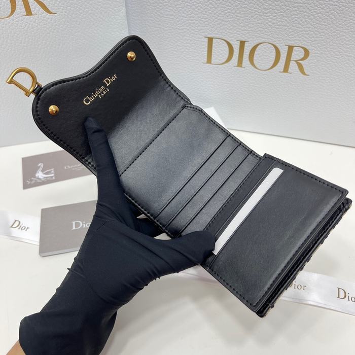 Men's wallet Dior Saddle pattern fabric wallet Beige