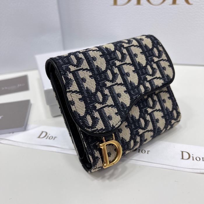 Men's wallet Dior Saddle pattern fabric wallet Beige