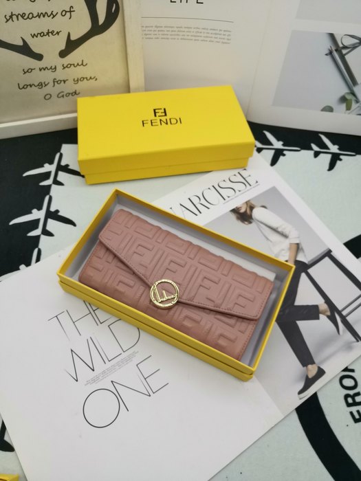 Men's wallet Fendi embossed logo flap wallet Beige