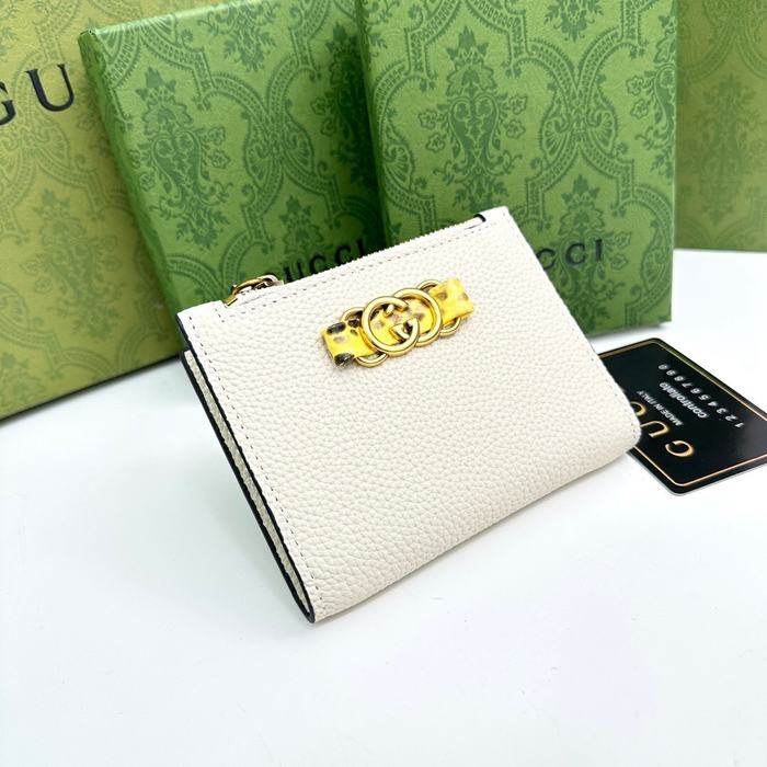 Men's wallet Gucci leather compact wallet White Size 12.5x9x2cm