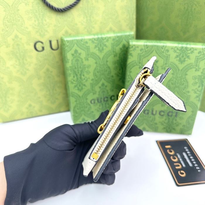 Men's wallet Gucci leather compact wallet White Size 12.5x9x2cm