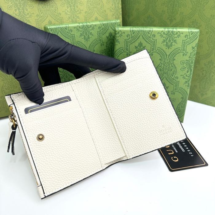 Men's wallet Gucci leather compact wallet White Size 12.5x9x2cm