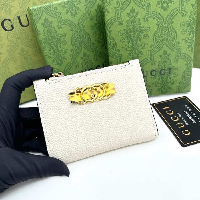Men's wallet Gucci leather compact wallet White Size 12.5x9x2cm